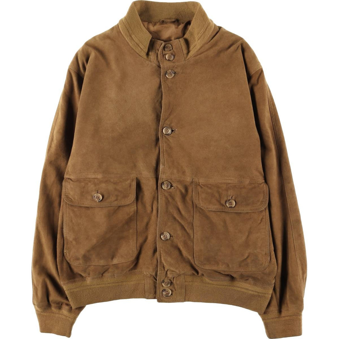 Balster Jacket, Suede Leather Blouson, Men's Size L Genuine Leather Suede Leather brown type Vintage Second Hand