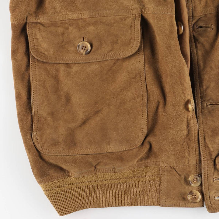 Balster Jacket, Suede Leather Blouson, Men's Size L Genuine Leather Suede Leather brown type Vintage Second Hand
