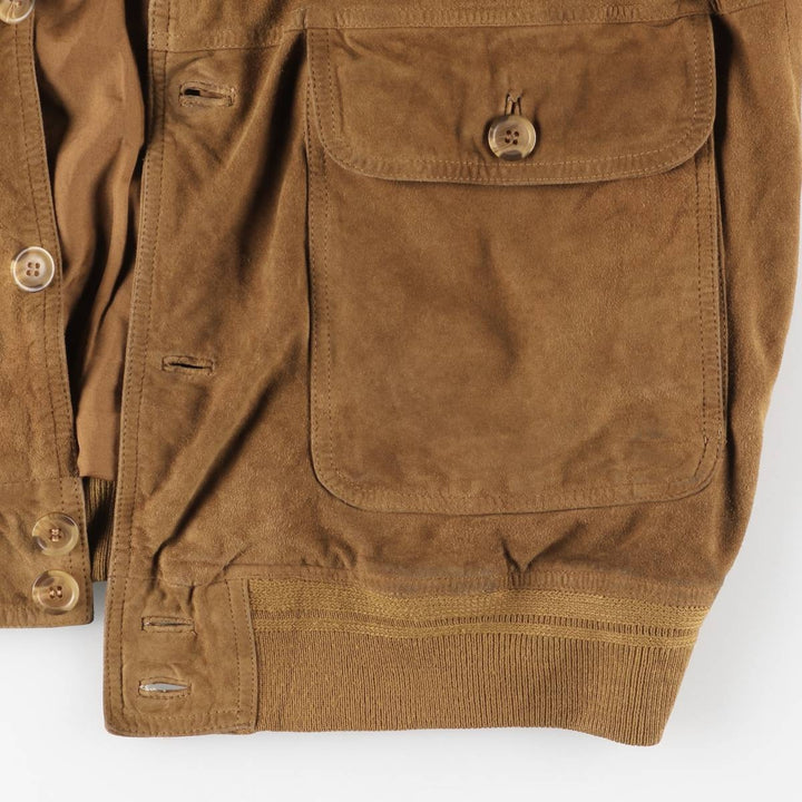 Balster Jacket, Suede Leather Blouson, Men's Size L Genuine Leather Suede Leather brown type Vintage Second Hand