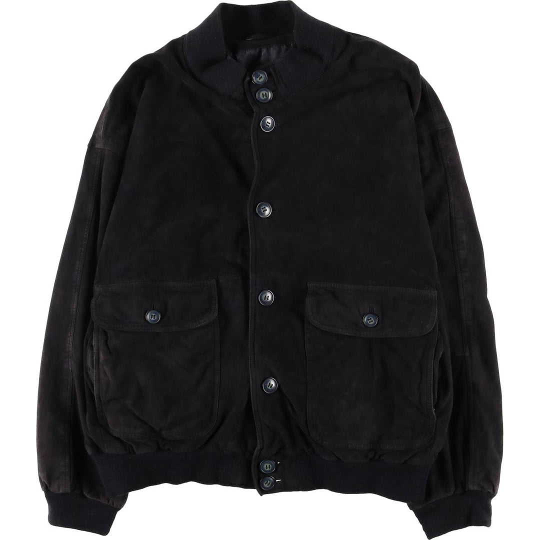 Balster Jacket Suede Leather Blouson M.FLUES Men's Size L Genuine Leather Suede Leather navy blue type Vintage Second Hand