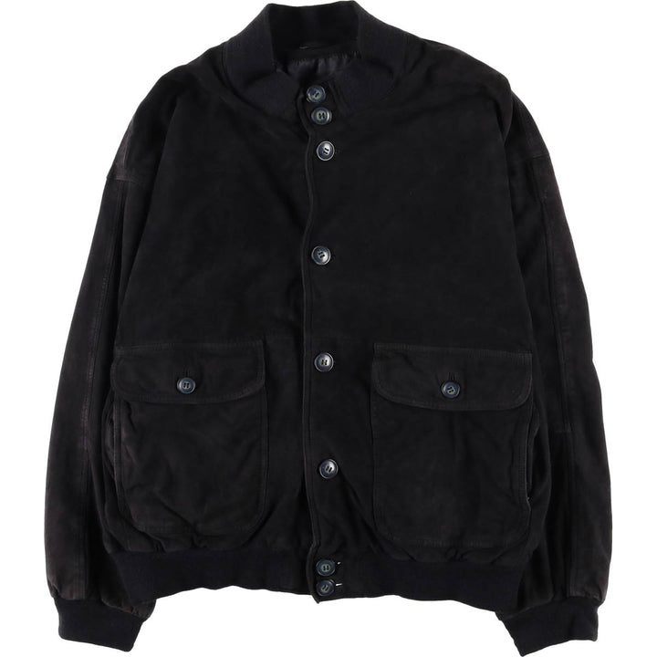 Balster Jacket Suede Leather Blouson M.FLUES Men's Size L Genuine Leather Suede Leather navy blue type Vintage Second Hand
