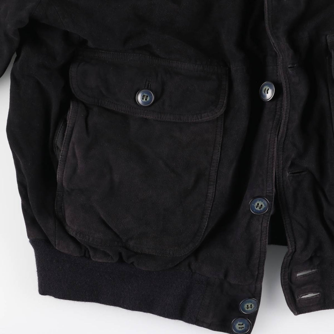 Balster Jacket Suede Leather Blouson M.FLUES Men's Size L Genuine Leather Suede Leather navy blue type Vintage Second Hand