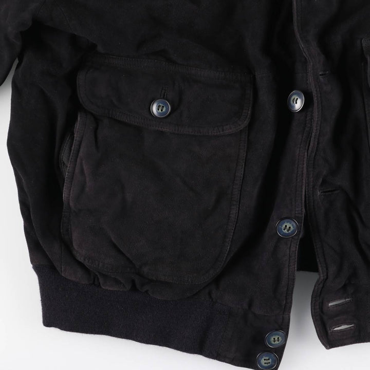 Balster Jacket Suede Leather Blouson M.FLUES Men's Size L Genuine Leather Suede Leather navy blue type Vintage Second Hand
