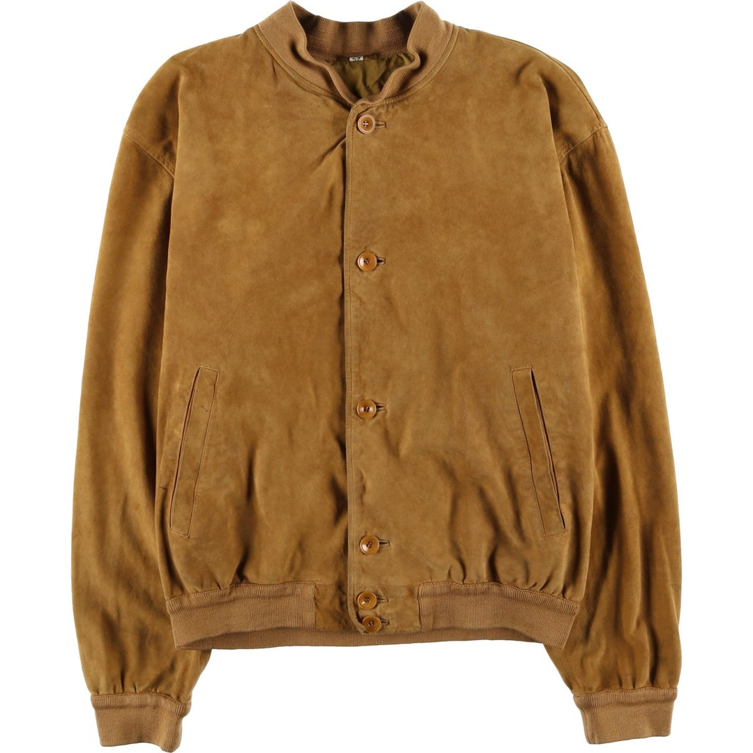 CANVA'S CLUB Suede Leather Blouson, Men's Size L Genuine Leather Suede Leather beige type brown Vintage Second Hand