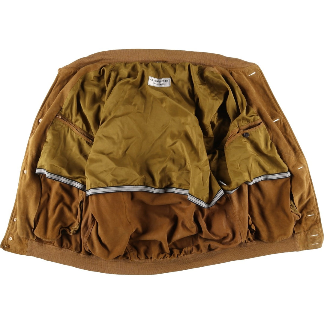CANVA'S CLUB Suede Leather Blouson, Men's Size L Genuine Leather Suede Leather beige type brown Vintage Second Hand