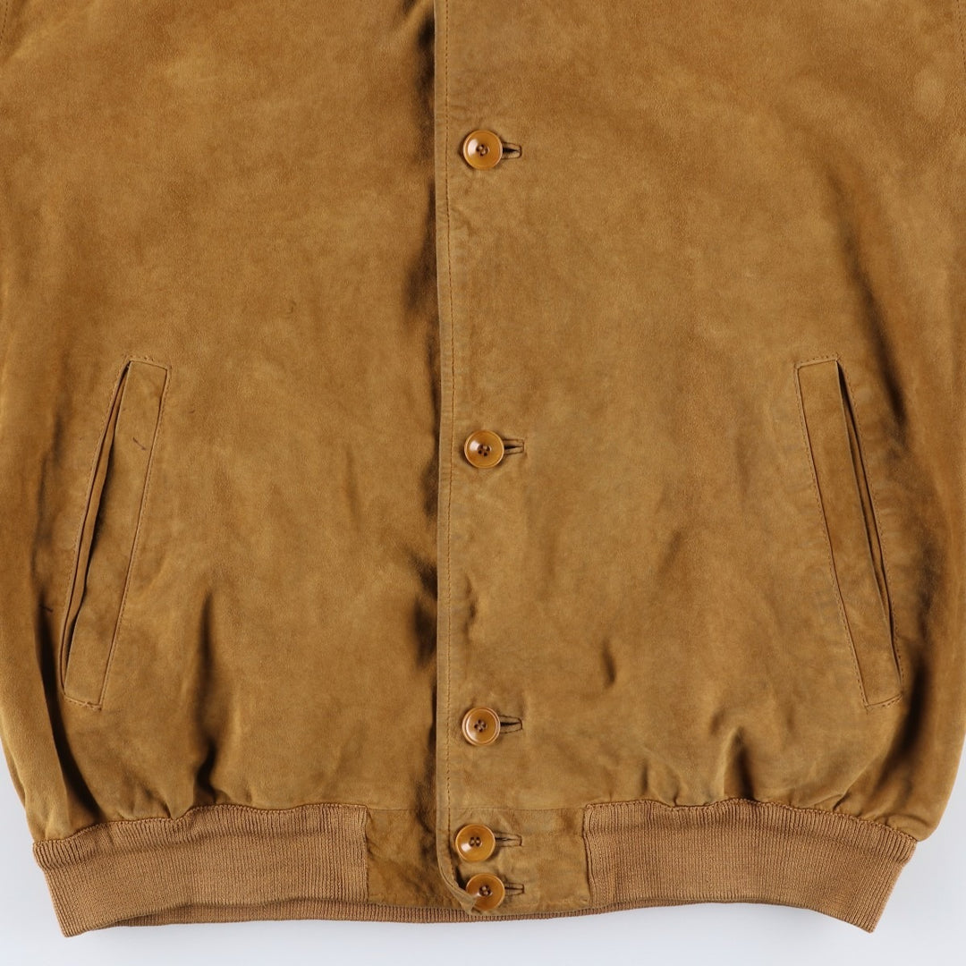 CANVA'S CLUB Suede Leather Blouson, Men's Size L Genuine Leather Suede Leather beige type brown Vintage Second Hand
