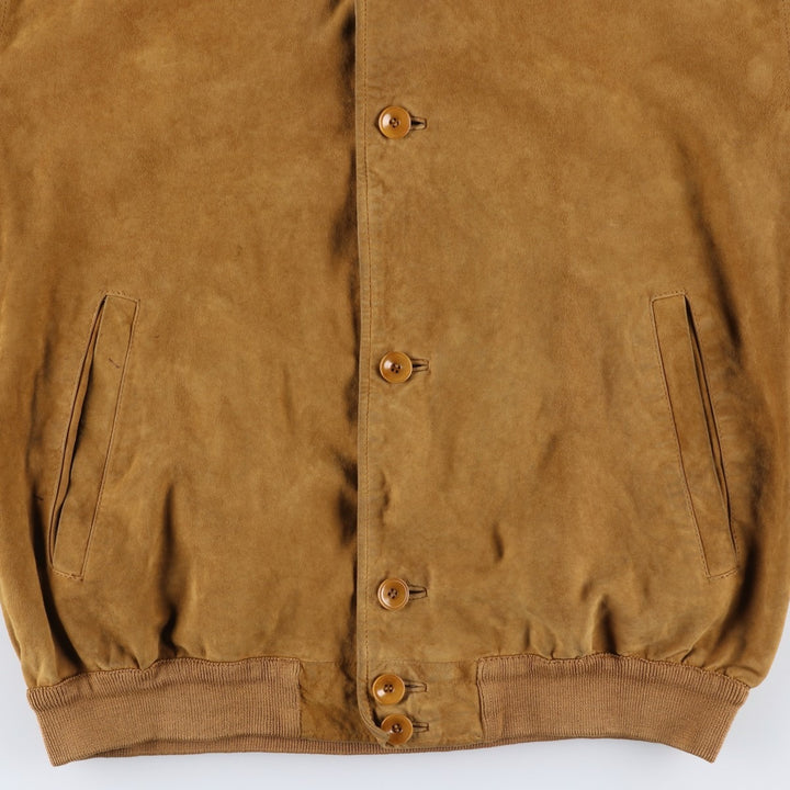 CANVA'S CLUB Suede Leather Blouson, Men's Size L Genuine Leather Suede Leather beige type brown Vintage Second Hand
