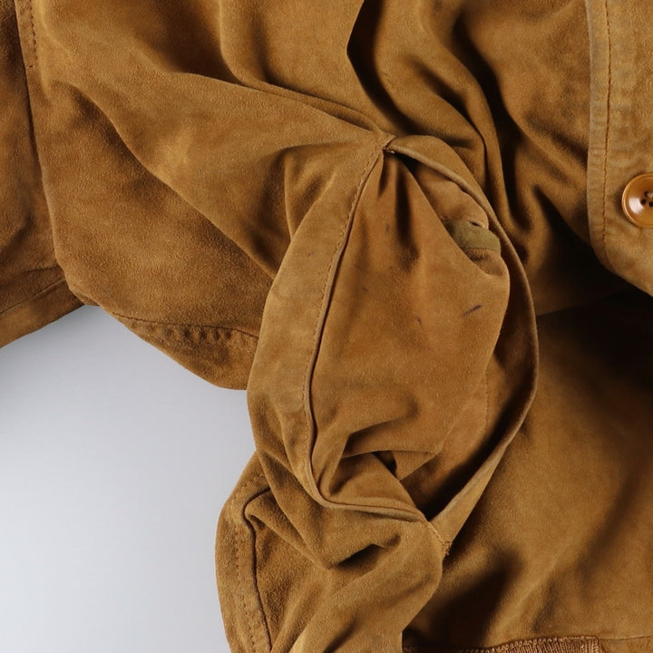 CANVA'S CLUB Suede Leather Blouson, Men's Size L Genuine Leather Suede Leather beige type brown Vintage Second Hand