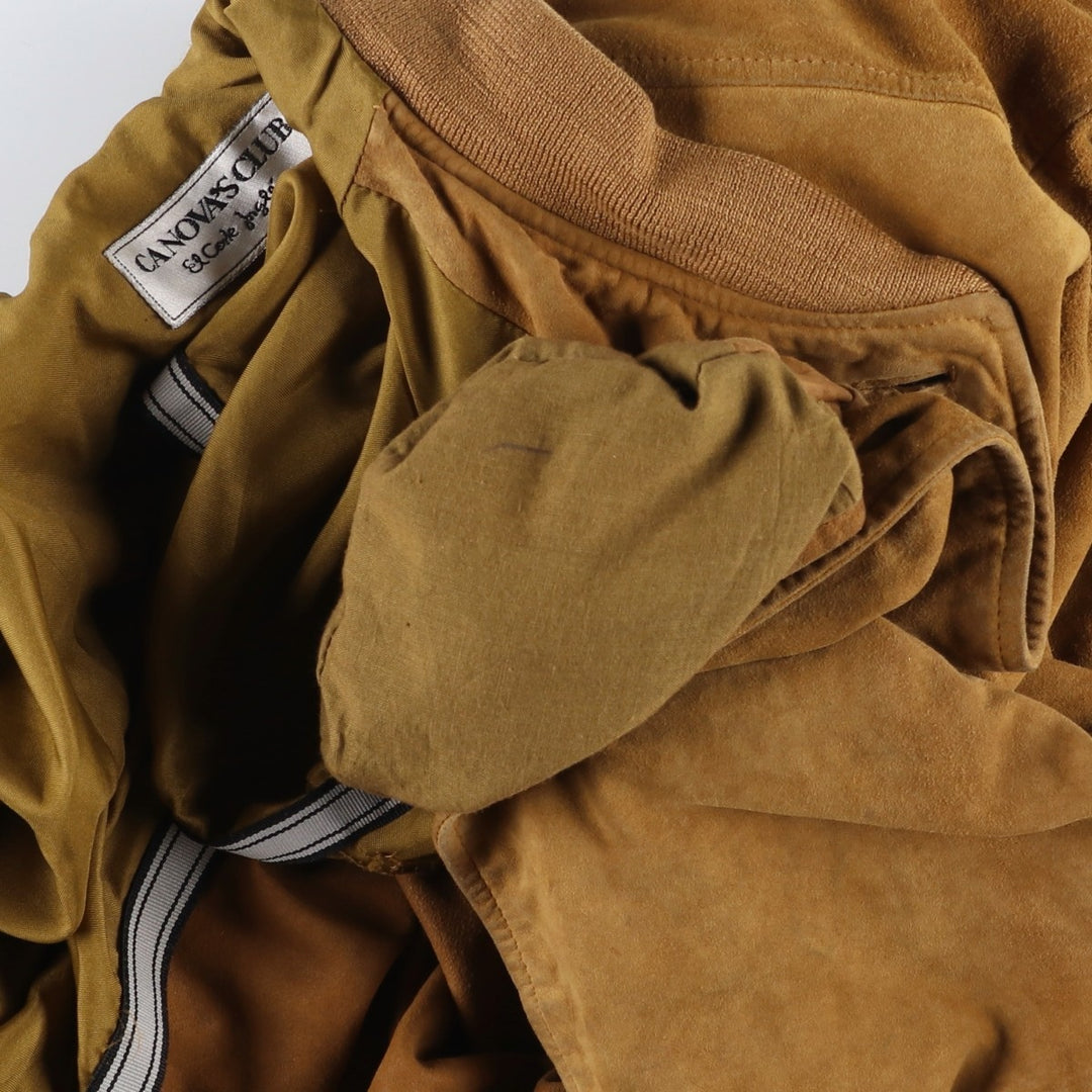 CANVA'S CLUB Suede Leather Blouson, Men's Size L Genuine Leather Suede Leather beige type brown Vintage Second Hand