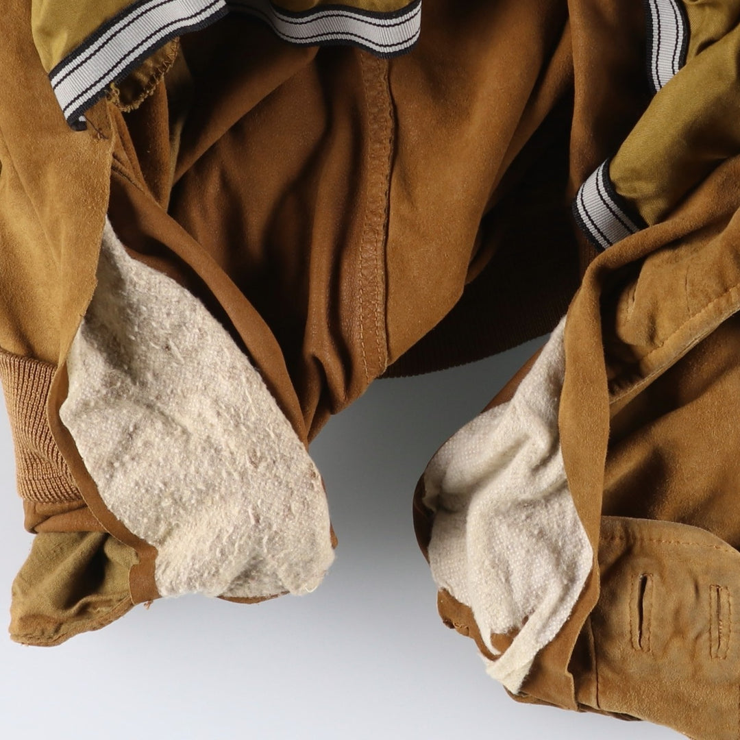 CANVA'S CLUB Suede Leather Blouson, Men's Size L Genuine Leather Suede Leather beige type brown Vintage Second Hand