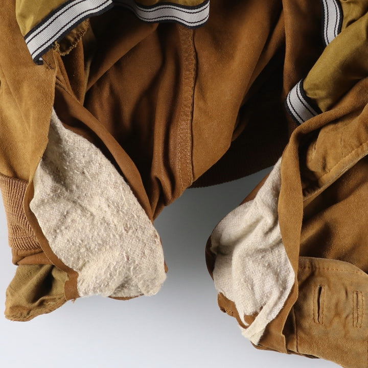 CANVA'S CLUB Suede Leather Blouson, Men's Size L Genuine Leather Suede Leather beige type brown Vintage Second Hand