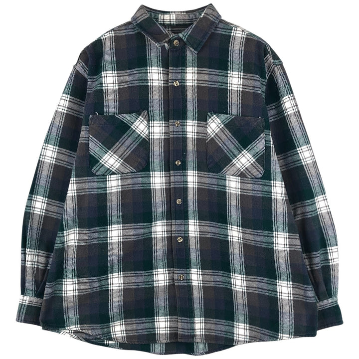 2000'S Big Mac ombré check long-sleeved flannel shirt, men's size XXL unclear Green type dark green Vintage Second Hand