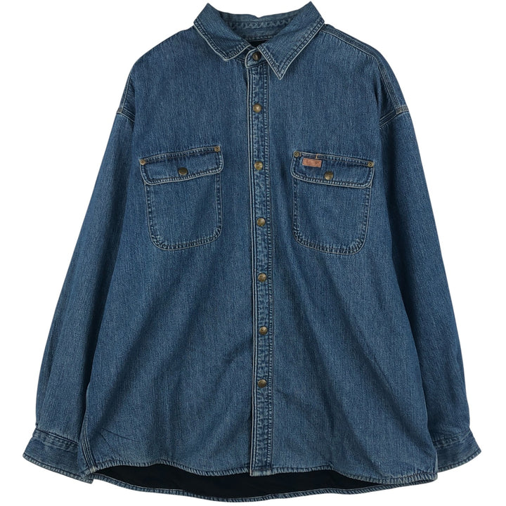 Carhartt long-sleeved denim shirt, men's size XL cotton blue type Vintage Second Hand