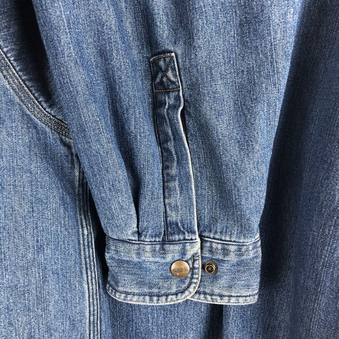 Carhartt long-sleeved denim shirt, men's size XL cotton blue type Vintage Second Hand