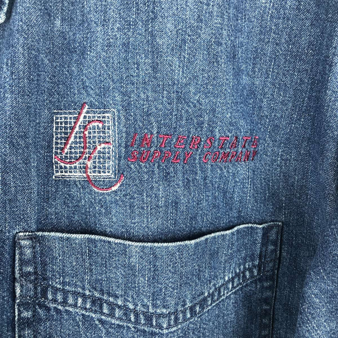 90s-00'S Vintage LLBean Long Sleeve Button-Down Denim Shirt, Men's Size XL cotton blue type Vintage Second Hand