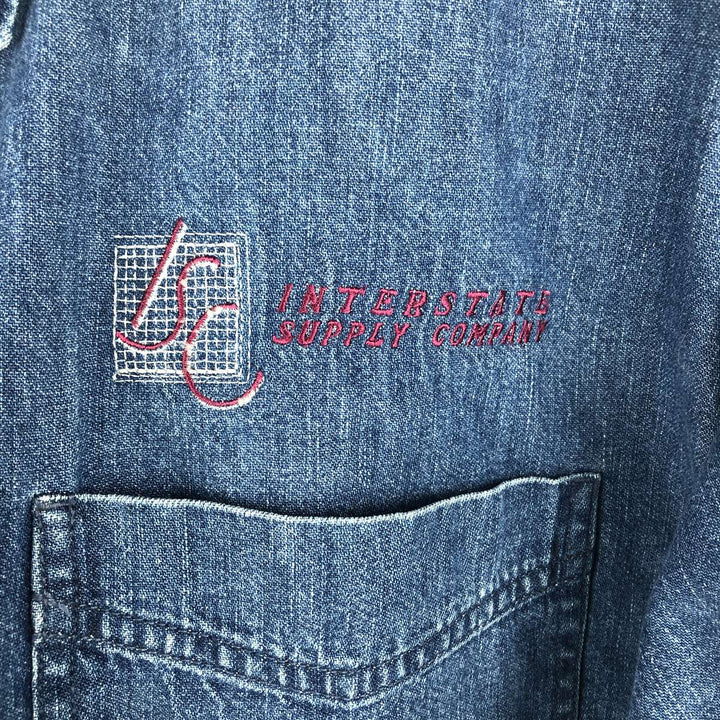 90s-00'S Vintage LLBean Long Sleeve Button-Down Denim Shirt, Men's Size XL cotton blue type Vintage Second Hand