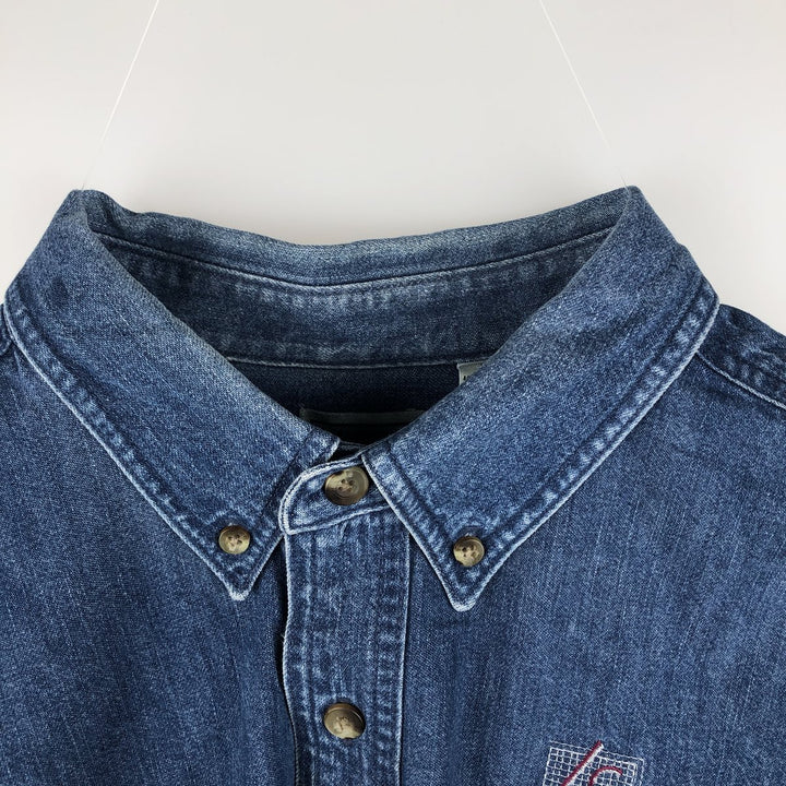 90s-00'S Vintage LLBean Long Sleeve Button-Down Denim Shirt, Men's Size XL cotton blue type Vintage Second Hand