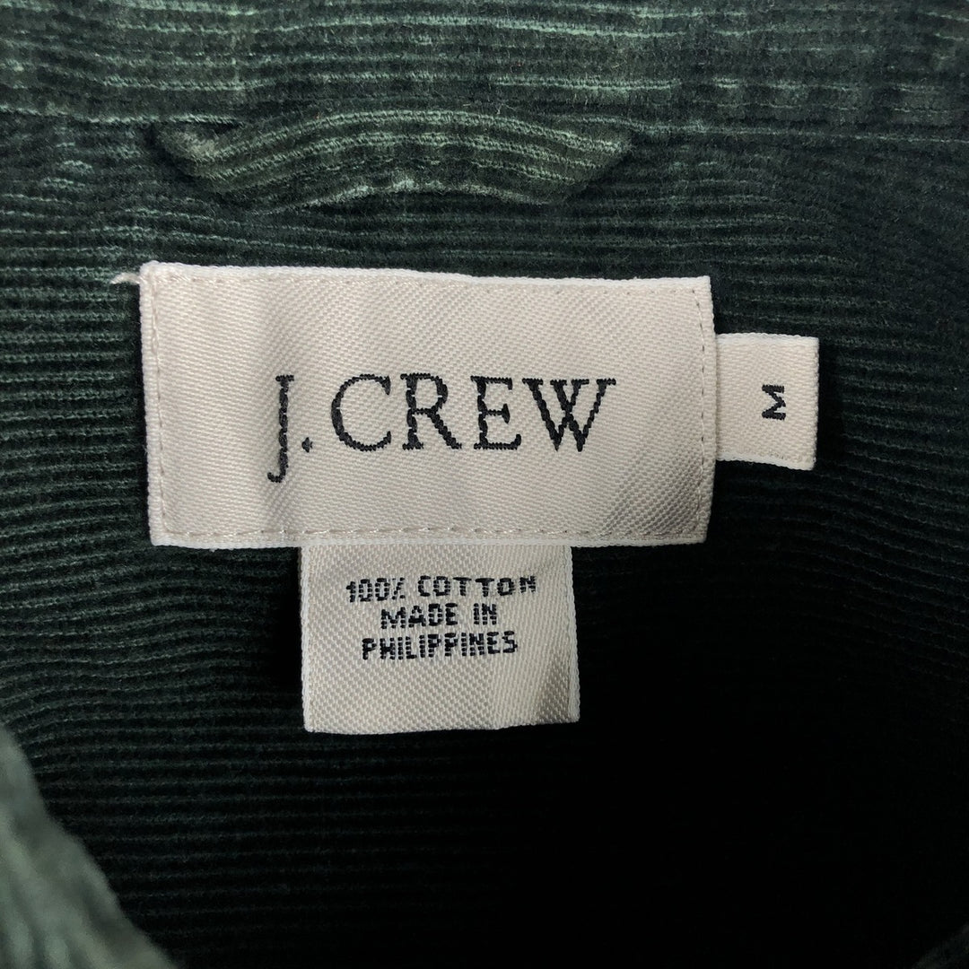 2000'S J.Crew long-sleeved button-down corduroy shirt, men's size M cotton Green type dark green Vintage Second Hand