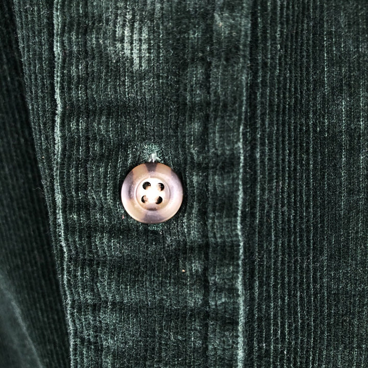2000'S J.Crew long-sleeved button-down corduroy shirt, men's size M cotton Green type dark green Vintage Second Hand