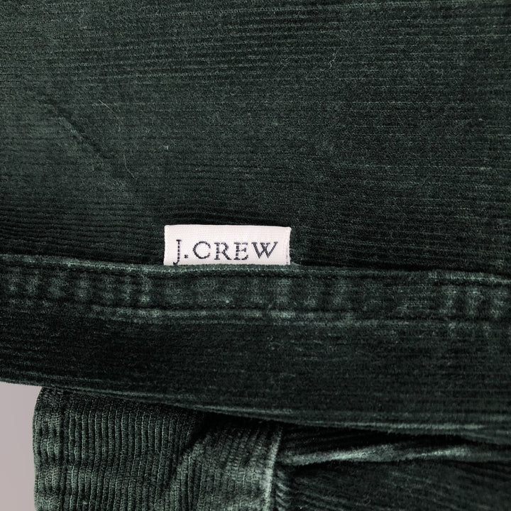 2000'S J.Crew long-sleeved button-down corduroy shirt, men's size M cotton Green type dark green Vintage Second Hand