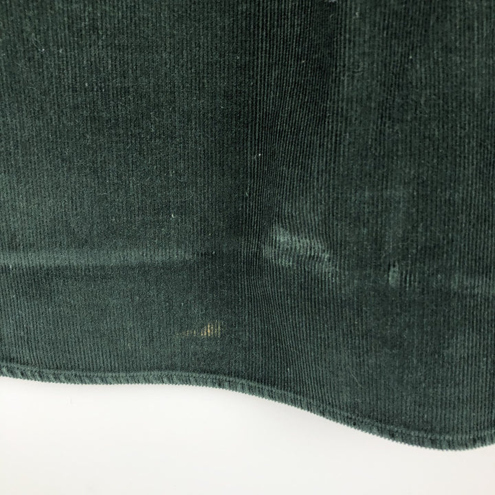 2000'S J.Crew long-sleeved button-down corduroy shirt, men's size M cotton Green type dark green Vintage Second Hand