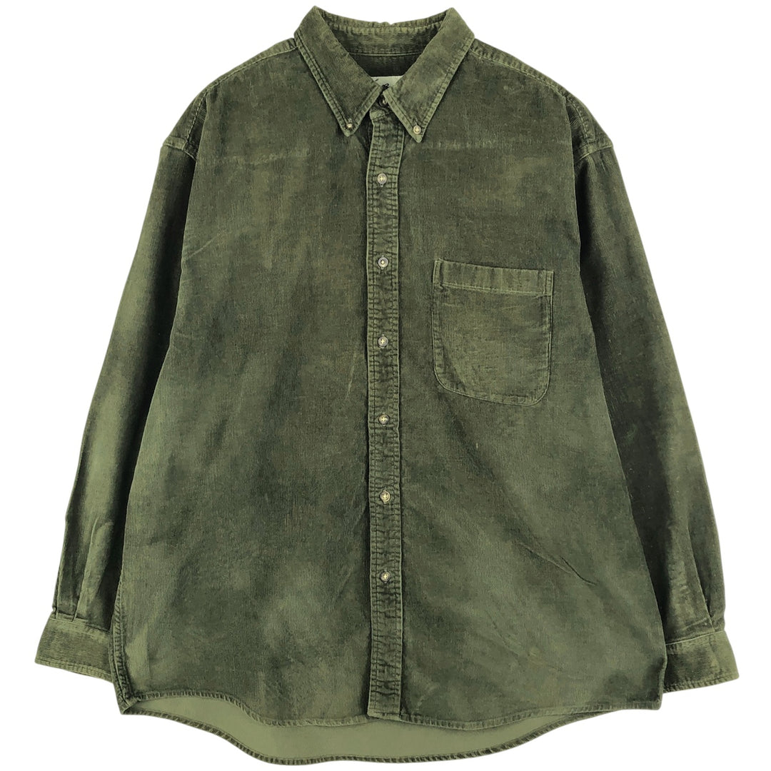Eddie Bauer Long Sleeve Button Down Corduroy Shirt, Men's Size L cotton Khaki type Vintage Second Hand