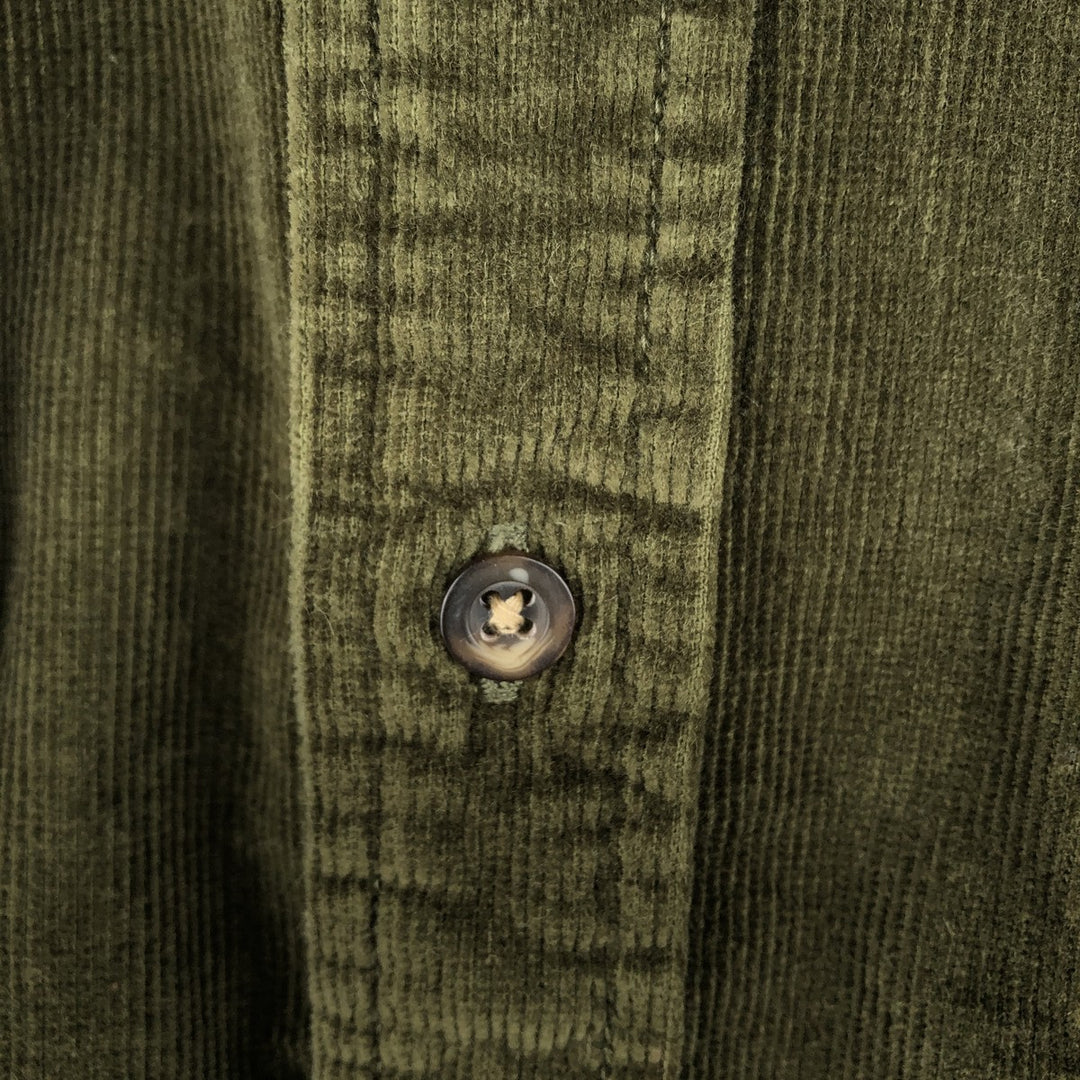 Eddie Bauer Long Sleeve Button Down Corduroy Shirt, Men's Size L cotton Khaki type Vintage Second Hand