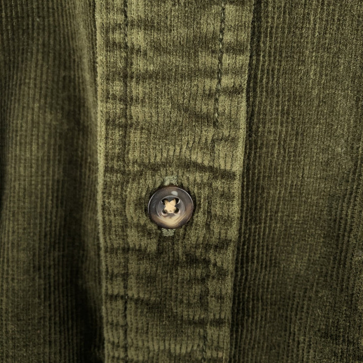 Eddie Bauer Long Sleeve Button Down Corduroy Shirt, Men's Size L cotton Khaki type Vintage Second Hand