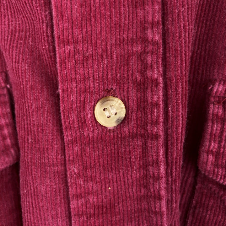 Vintage 80s-90'S Eddie Bauer long-sleeved button-down corduroy shirt with black tag, men's size L cotton burgundy type Vintage Second Hand