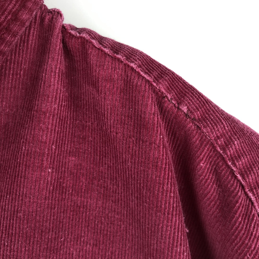 Vintage 80s-90'S Eddie Bauer long-sleeved button-down corduroy shirt with black tag, men's size L cotton burgundy type Vintage Second Hand