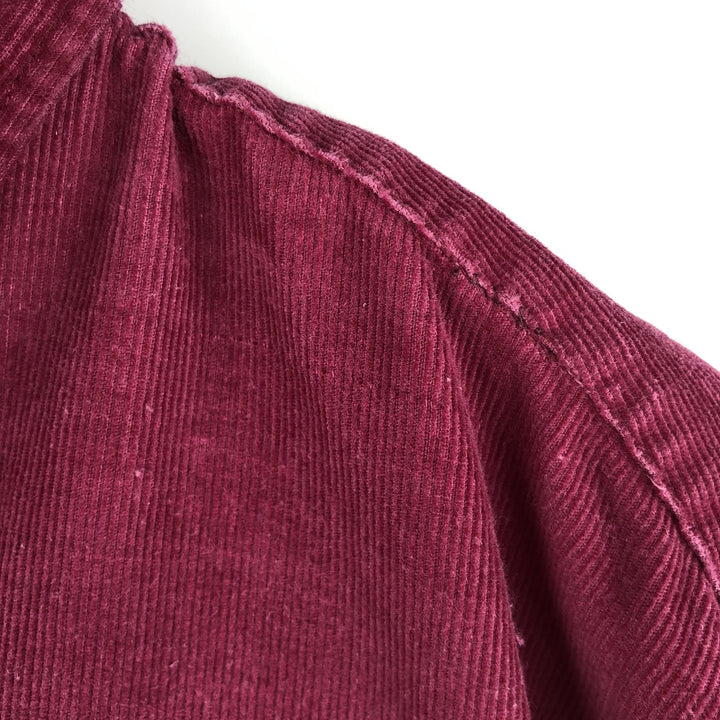 Vintage 80s-90'S Eddie Bauer long-sleeved button-down corduroy shirt with black tag, men's size L cotton burgundy type Vintage Second Hand