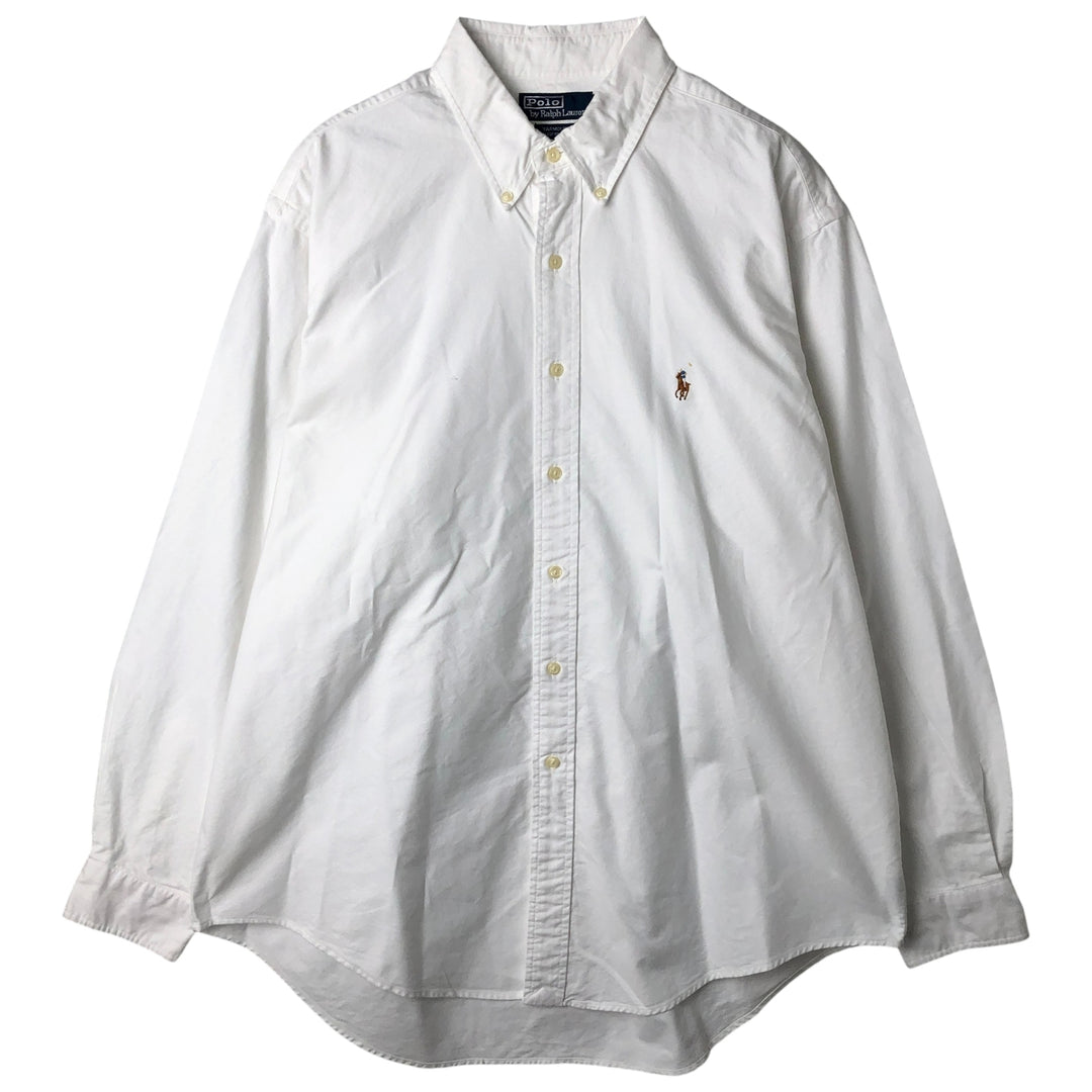 Ralph Lauren YARMOUTH long sleeve button down shirt, men's XL size cotton white type Vintage Second Hand