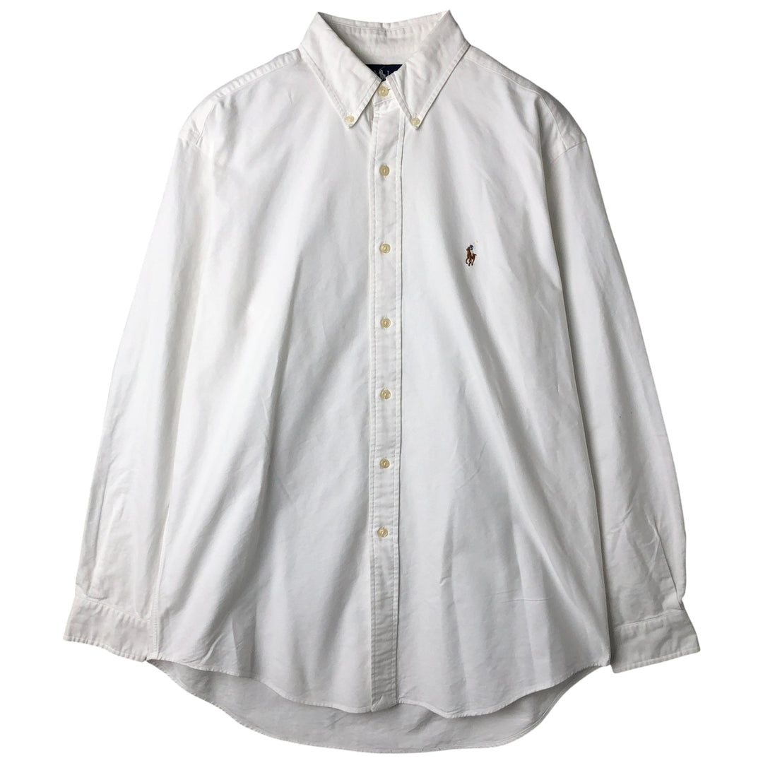 Ralph Lauren YARMOUTH long sleeve button down shirt, men's size L cotton white type Vintage Second Hand