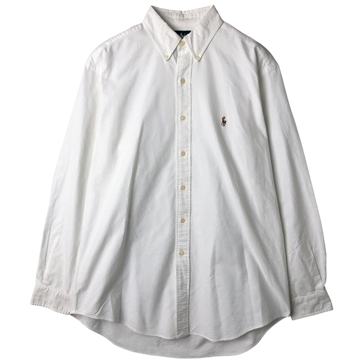 Ralph Lauren YARMOUTH long sleeve button down shirt, men's size L cotton white type Vintage Second Hand