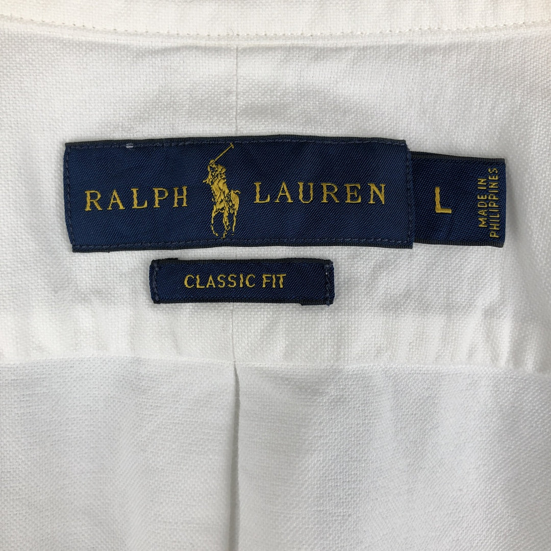 Ralph Lauren Classic Fit Long Sleeve Button Down Shirt, Men's Size L cotton white type Vintage Second Hand