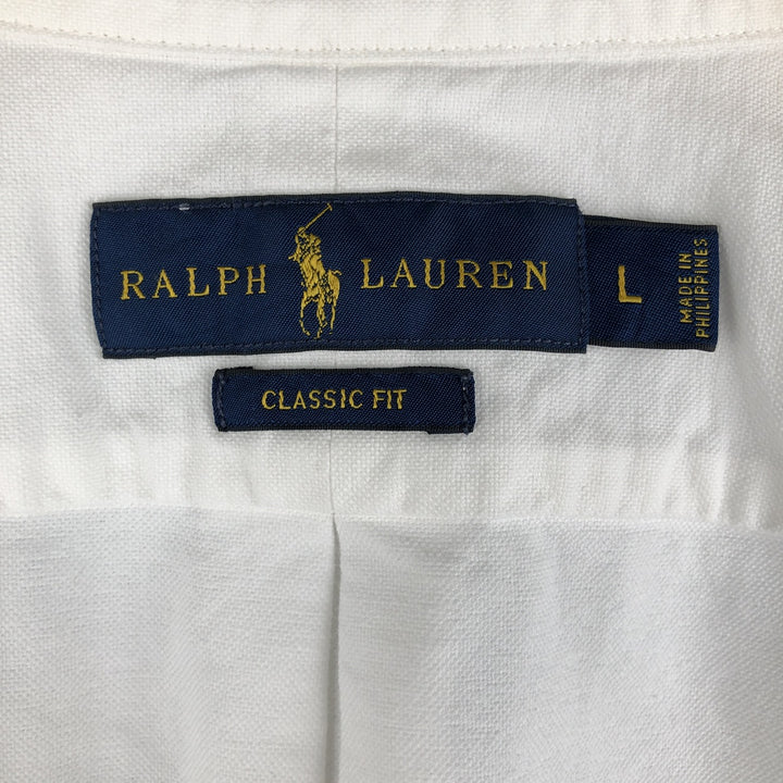 Ralph Lauren Classic Fit Long Sleeve Button Down Shirt, Men's Size L cotton white type Vintage Second Hand