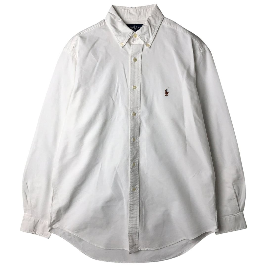 Ralph Lauren YARMOUTH long sleeve button down shirt, men's size L cotton white type Vintage Second Hand