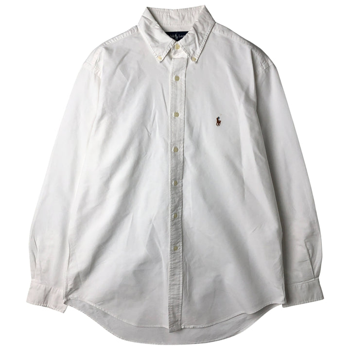 Ralph Lauren YARMOUTH long sleeve button down shirt, men's size L cotton white type Vintage Second Hand