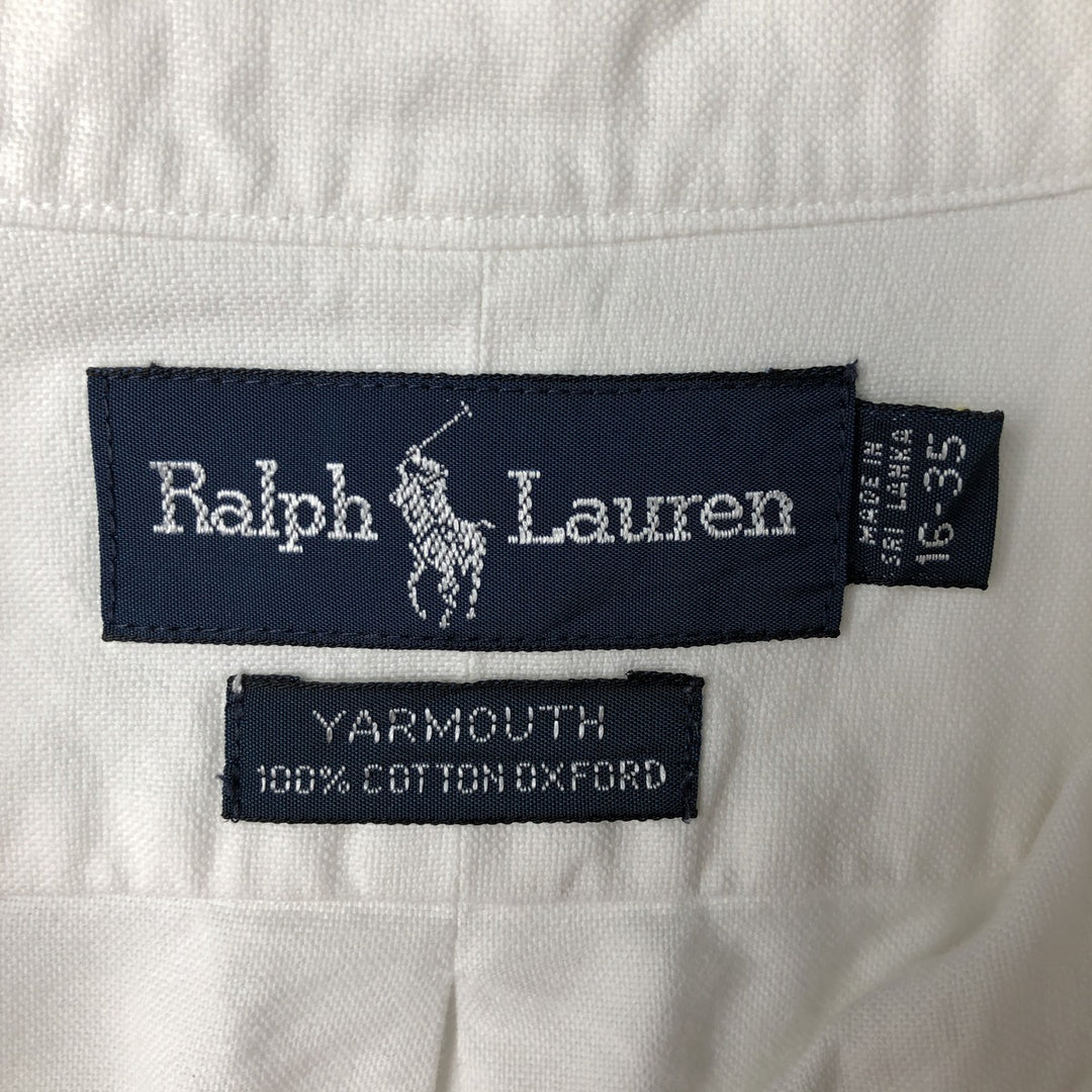 Ralph Lauren YARMOUTH long sleeve button down shirt, men's size L cotton white type Vintage Second Hand