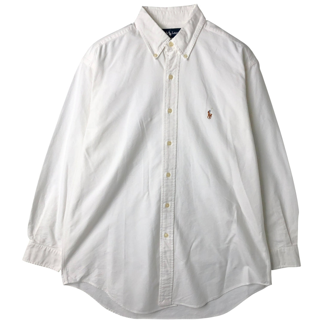 Ralph Lauren YARMOUTH long sleeve button down shirt, men's size L cotton white type Vintage Second Hand