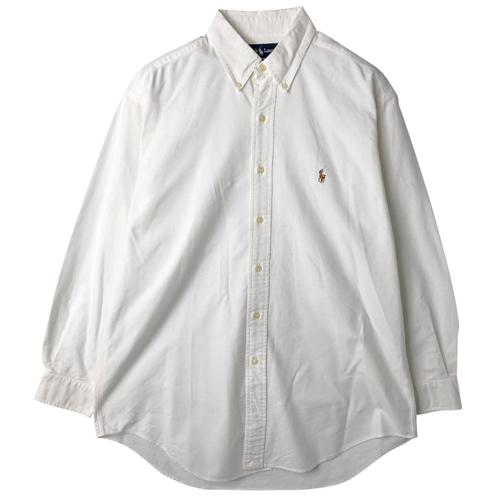 Ralph Lauren YARMOUTH long sleeve button down shirt, men's size L cotton white type Vintage Second Hand