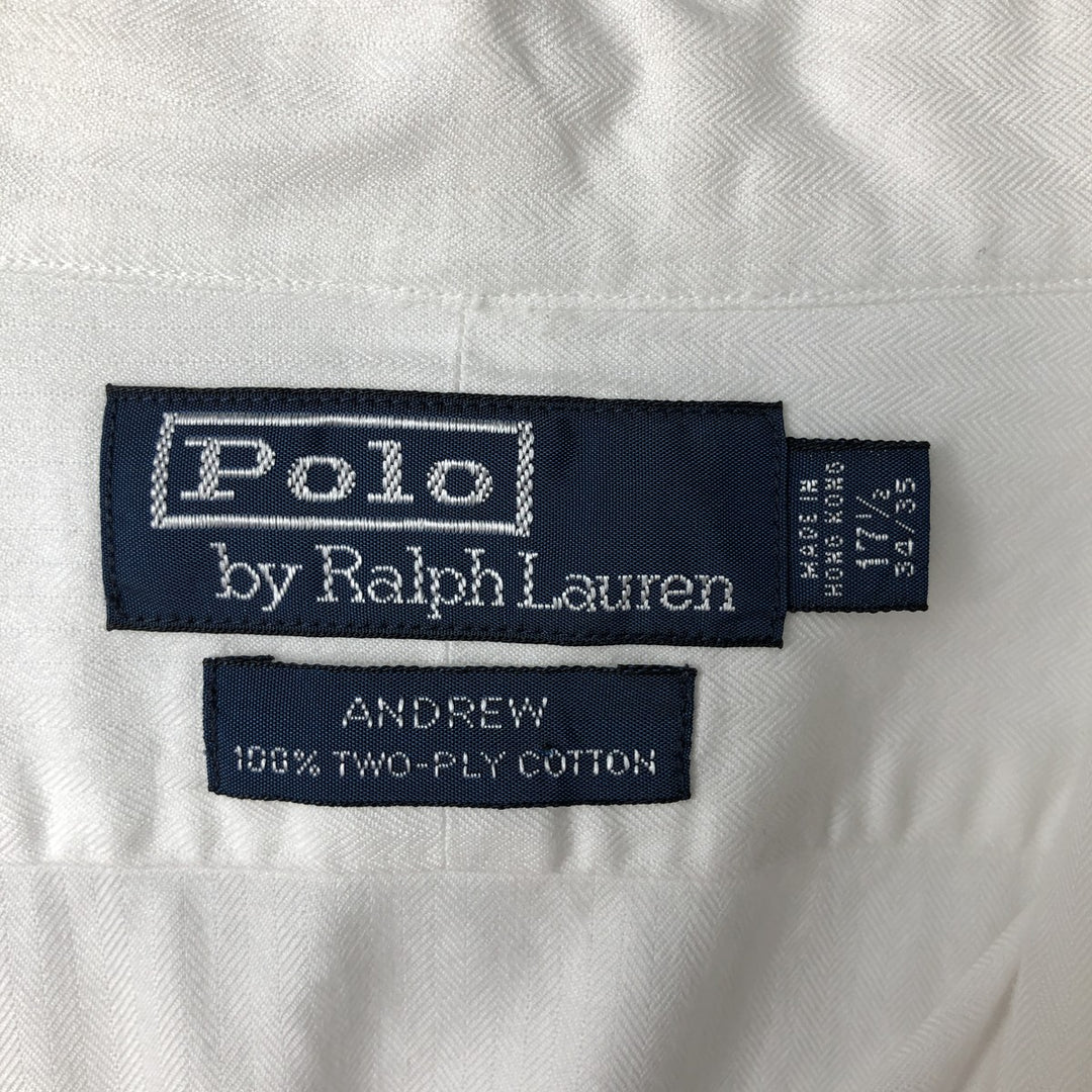 Ralph Lauren POLO by Ralph Lauren ANDREW long sleeve cotton shirt, men's XL size cotton white type Vintage Second Hand