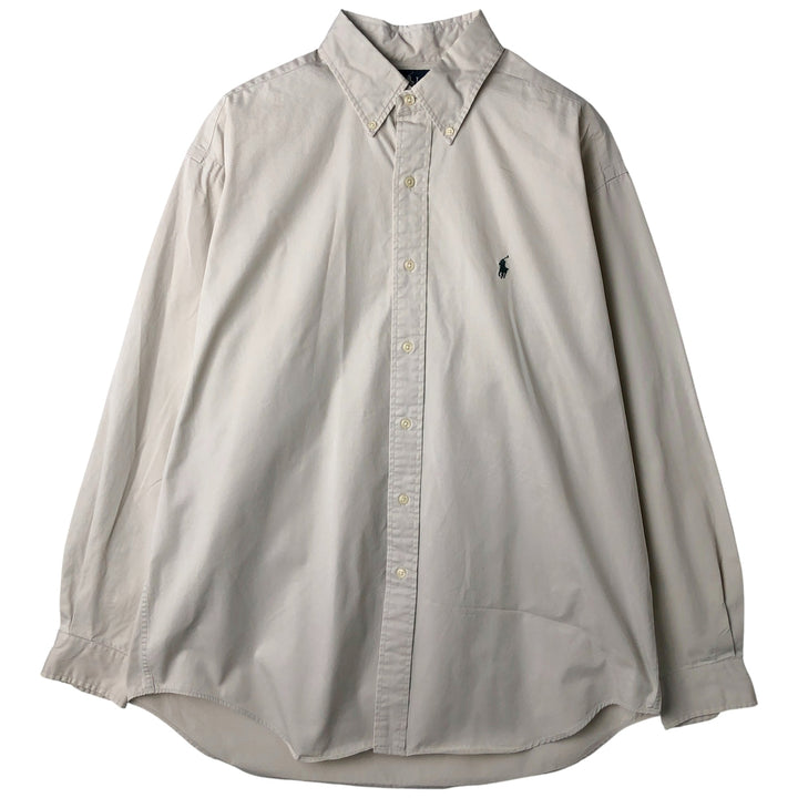 Ralph Lauren BLAKE long sleeve button down shirt, men's size L cotton Beige type Vintage Second Hand