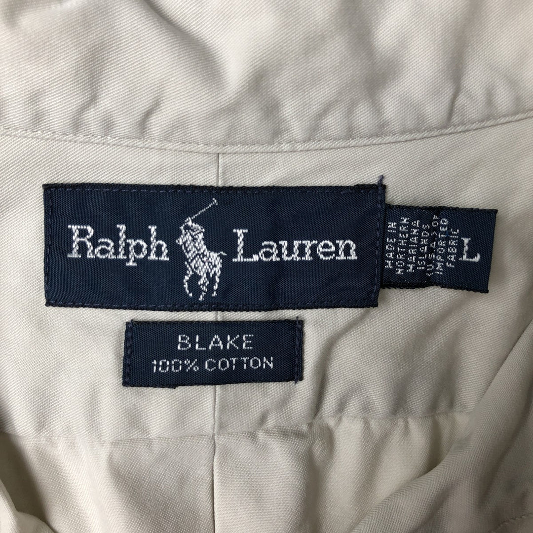 Ralph Lauren BLAKE long sleeve button down shirt, men's size L cotton Beige type Vintage Second Hand