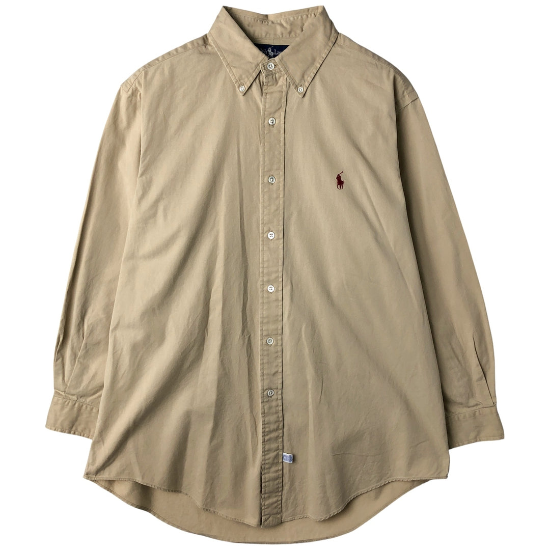 Ralph Lauren long sleeve button down shirt, men's size L cotton Beige type Vintage Second Hand