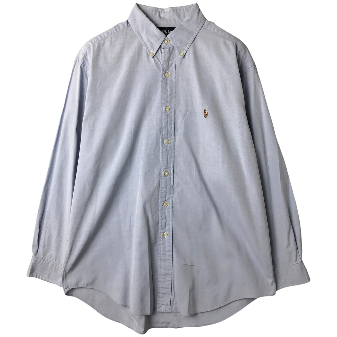 Ralph Lauren YARMOUTH long sleeve button down shirt, men's size L cotton Blue type light blue Vintage Second Hand
