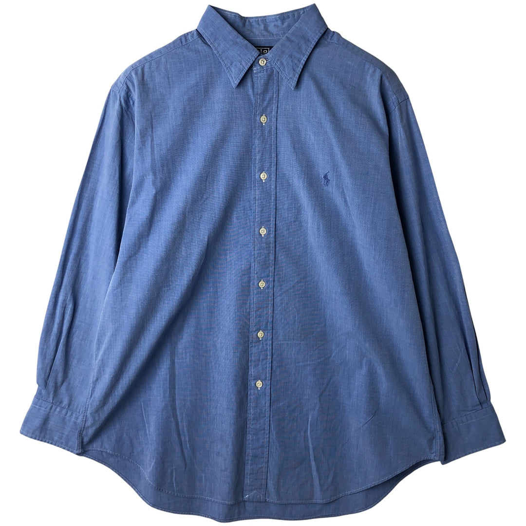 Ralph Lauren POLO by Ralph Lauren LOWELL long sleeve cotton shirt, men's size L cotton blue type Vintage Second Hand