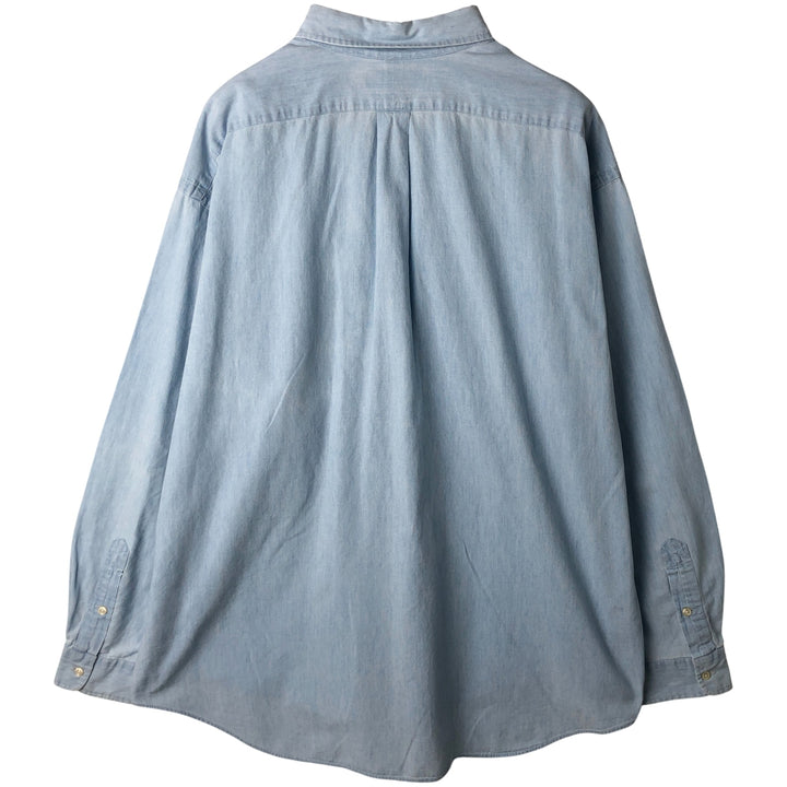 Ralph Lauren Big Shirt, Long Sleeve Button-Down Chambray Shirt, Men's XXL cotton Blue type light blue Vintage Second Hand