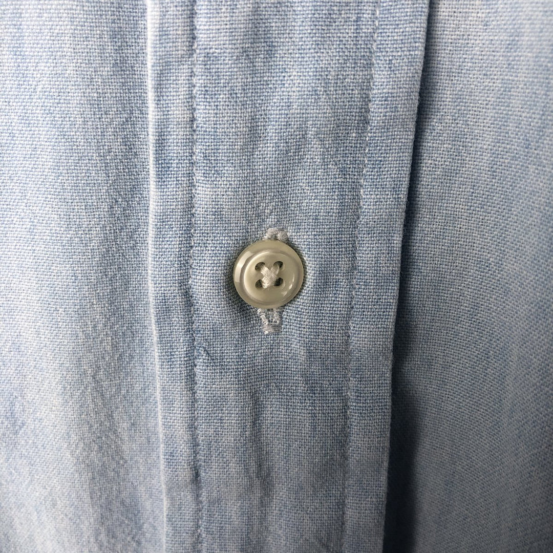 Ralph Lauren Big Shirt, Long Sleeve Button-Down Chambray Shirt, Men's XXL cotton Blue type light blue Vintage Second Hand