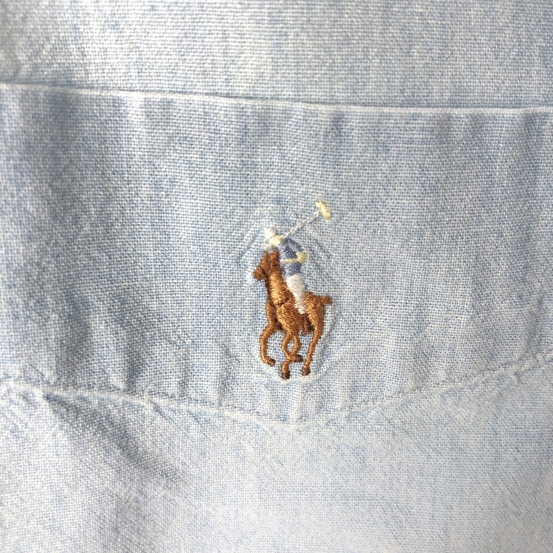 Ralph Lauren Big Shirt, Long Sleeve Button-Down Chambray Shirt, Men's XXL cotton Blue type light blue Vintage Second Hand